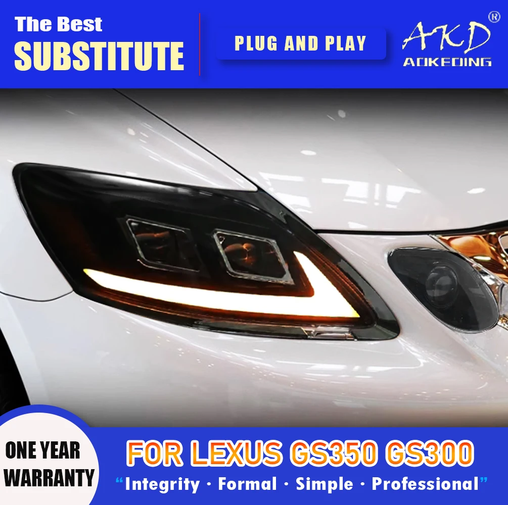 AKD Head Lamp for Lexus GS GS350 LED Headlight 2004-2011 Headlights GS GS300 DRL Turn Signal High Beam Angel Eye Projector Lens