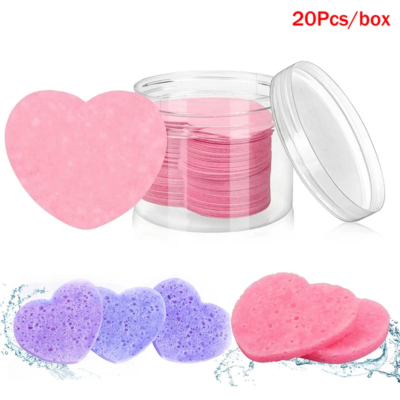 20 unids/caja esponjas faciales comprimidas esponja cosmética para hidroterapia almohadillas faciales de Spa para limpieza diaria eliminación de maquillaje exfoliación