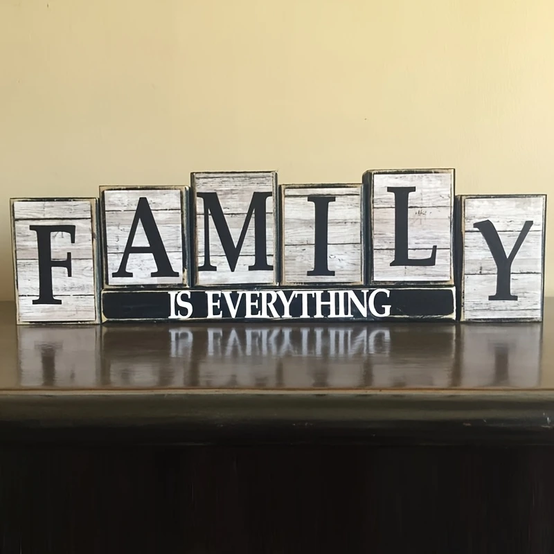 Placa de pared de madera de la familia es todo, placa de letrero de madera, guía de carretera, decoración de pared, indicador colgante, regalos decorativos para el hogar, 1 Uds.