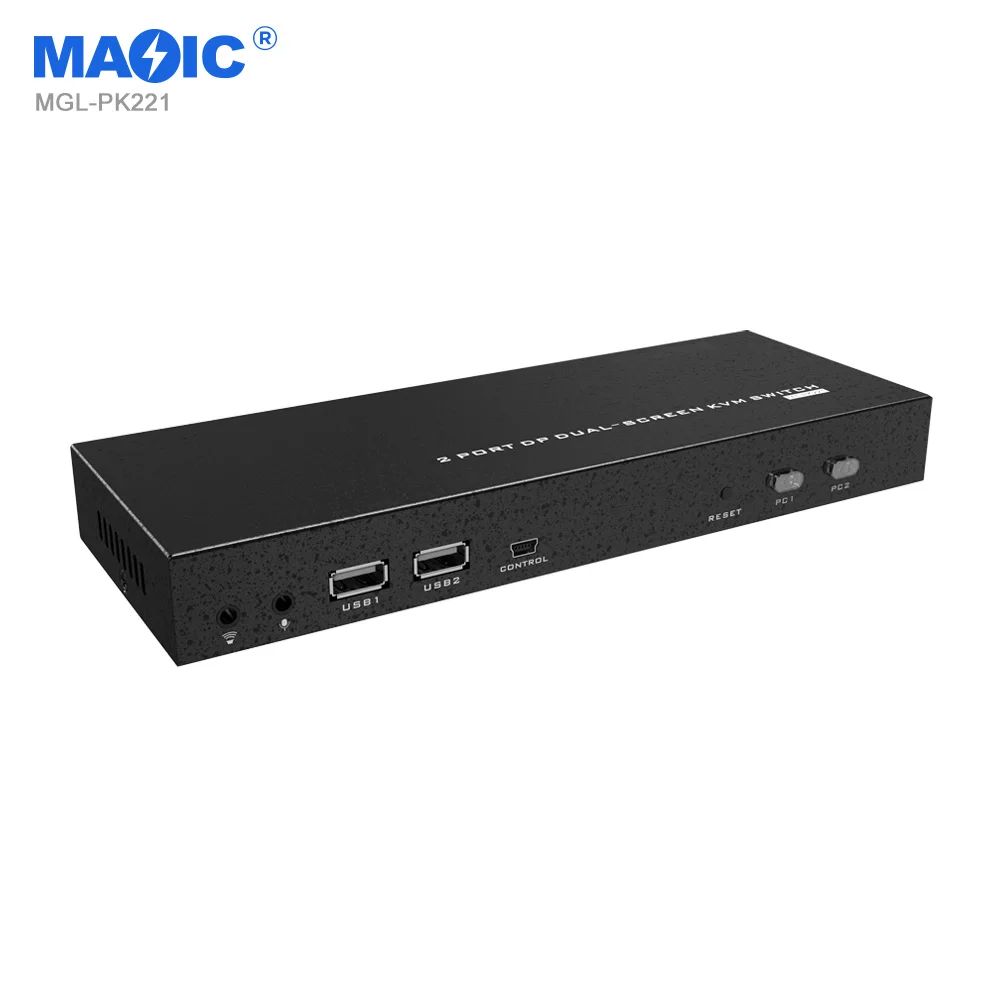 

4k 60hz 2 in 2 Out DP Dual Screen KVM Switcher Displayport 2 Port KVM Switch for Monitor