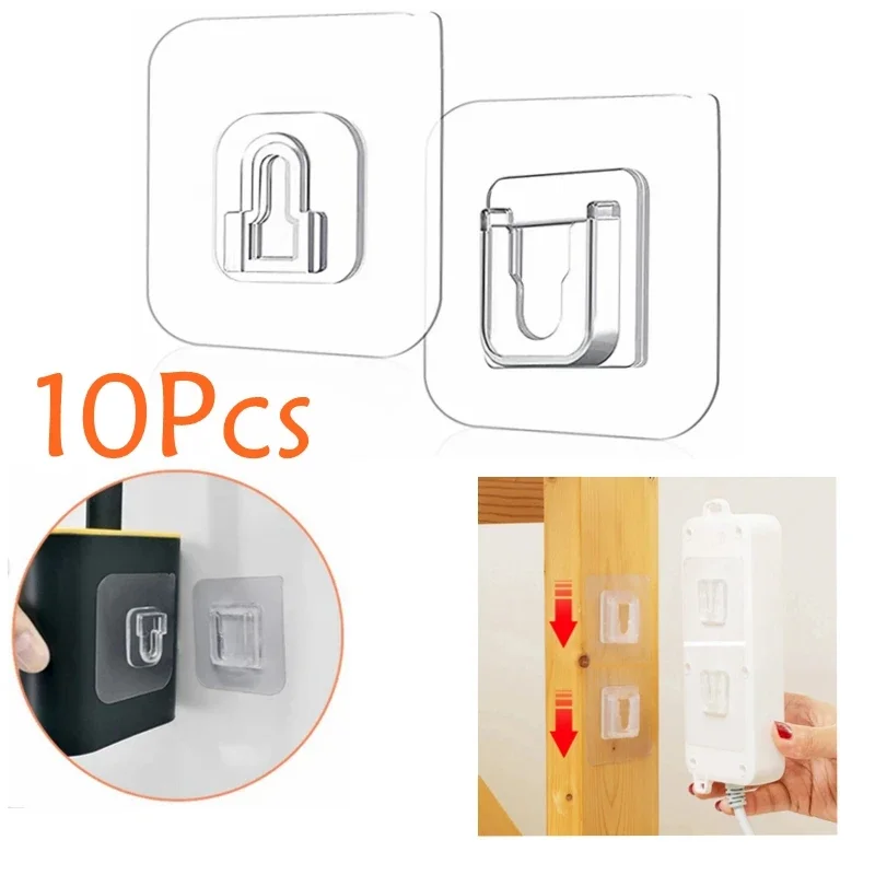 

10 Pairs Strong Transparent Wall Hooks for Kitchen Bath Storage