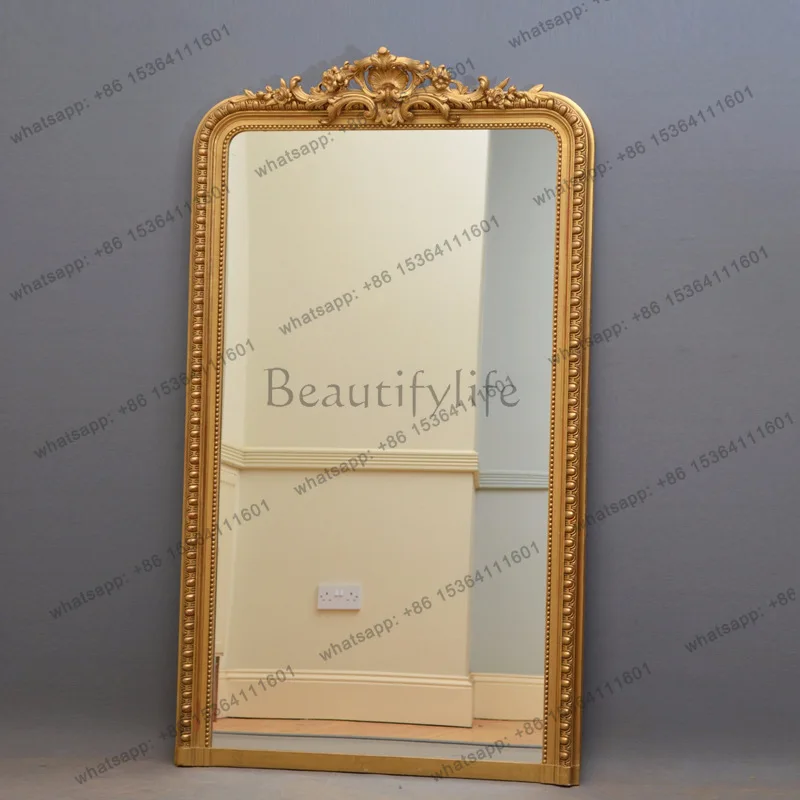 

European retro carved full body mirror light luxury decorative mirror French retro