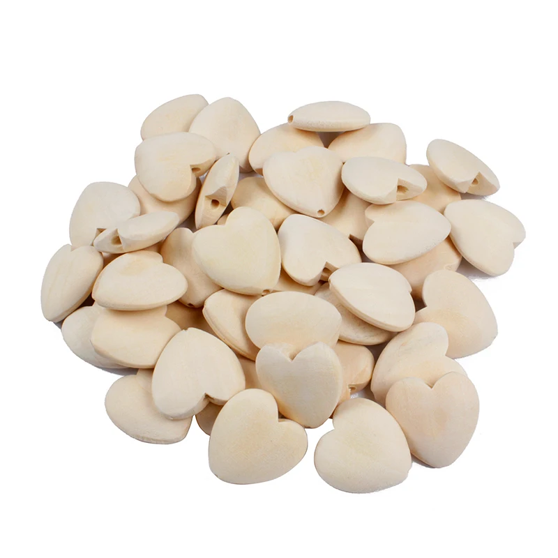 Natural Wooden Heart Beads Charms Loose Wood Spacer Beads for Handmade Diy Jewelry Making Crafts Accessories