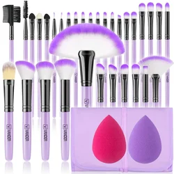 Juego de brochas de maquillaje para mujer, 10-32 piezas, suave y esponjoso, base en polvo, contorno, colorete, corrector, sombra de ojos, mezcla, resaltador, herramienta de belleza