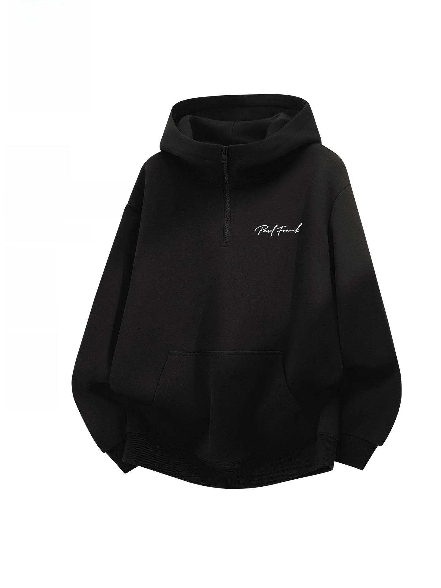 

f Zipper Fce Lined Thi Casual Hoodie Men's Winter Warm Bla Sweatirt with Monkey Pattern Kangaroo ket