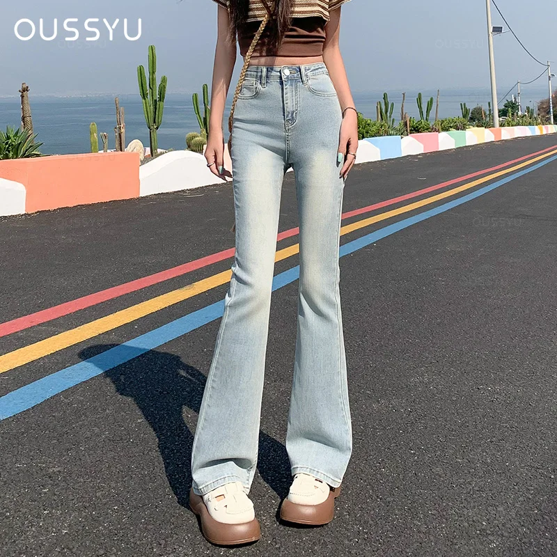 

Flared Jeans Woman High Waist Denim TrousersY2K Women's Cotton Blue Black Elastic Skinny Fashion Classic Leisure Wide Leg Pants