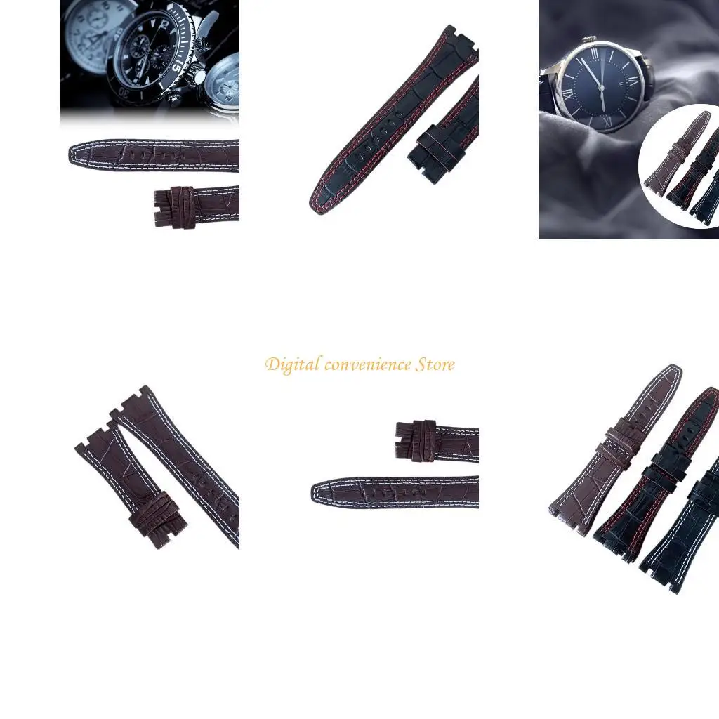 

97QA Adjustable Belt Wriststrap Leather Watch Band Replacement Band Flexible Wristband for 28mm Sweatproof Bracelet Strap
