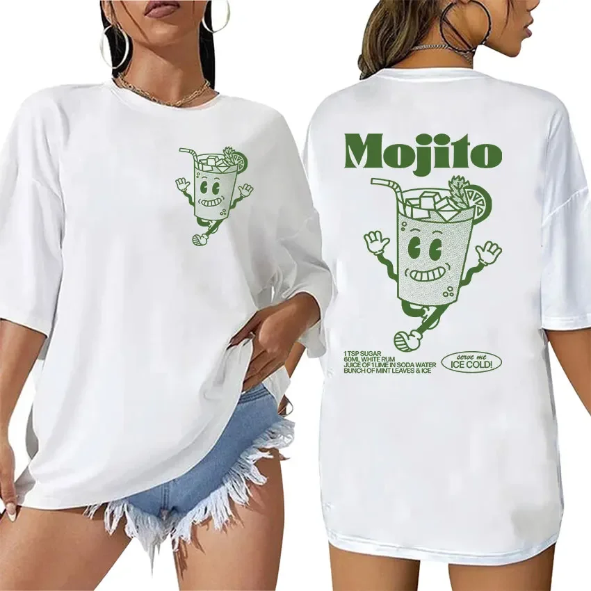 Mojito-男性と女性のためのカクテル漫画Tシャツ、面白いmeme、かわいいカワイイファッション、カジュアルウェア、綿100% 特大Tシャツ