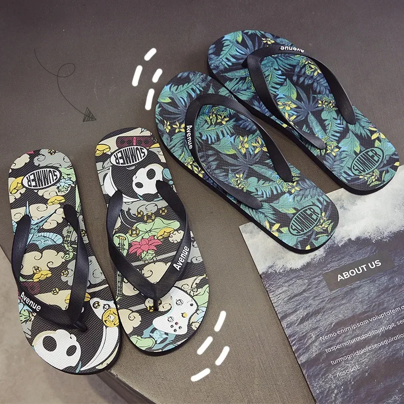 

Тапочки, мужские летние нескользящие шлепанцы, мужская пляжная обувь, модные уличные сандалии с индивидуальным принтом, новинка 2023 года