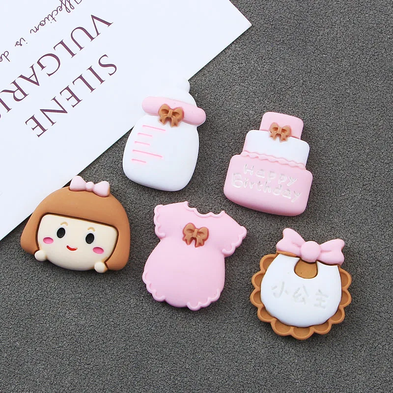 20pcs Cute Baby Girl Resin Flatback Cabochon DIY Jewelry Phone Decoration Kawaii Princess Apron Resin Cabochons for Handmade