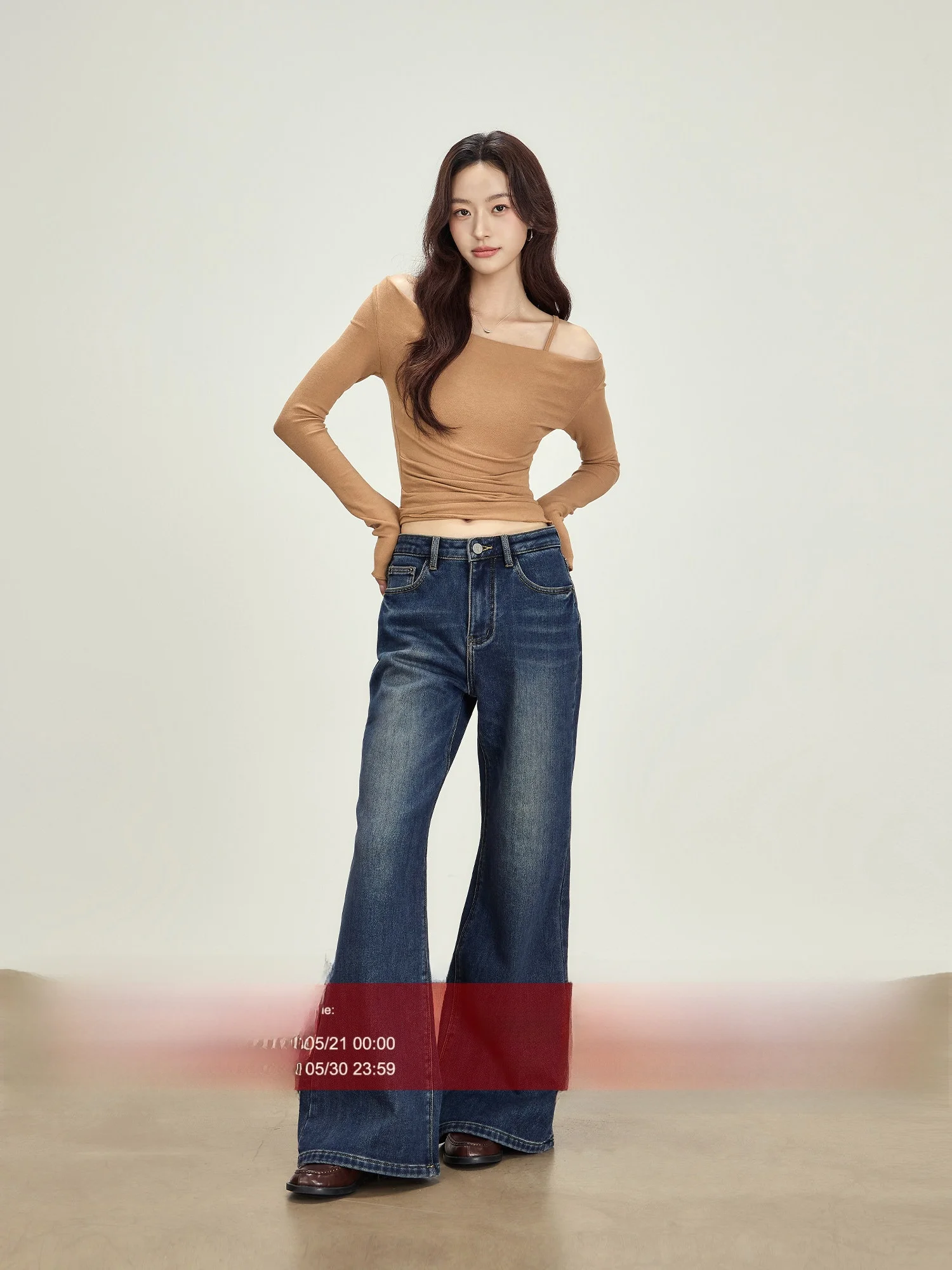 

Rise of the Small Blue Bell Bottom Jeans Women's Style Spring Vintage Loose Slimming Pants Drapey Non-Matching Leggings