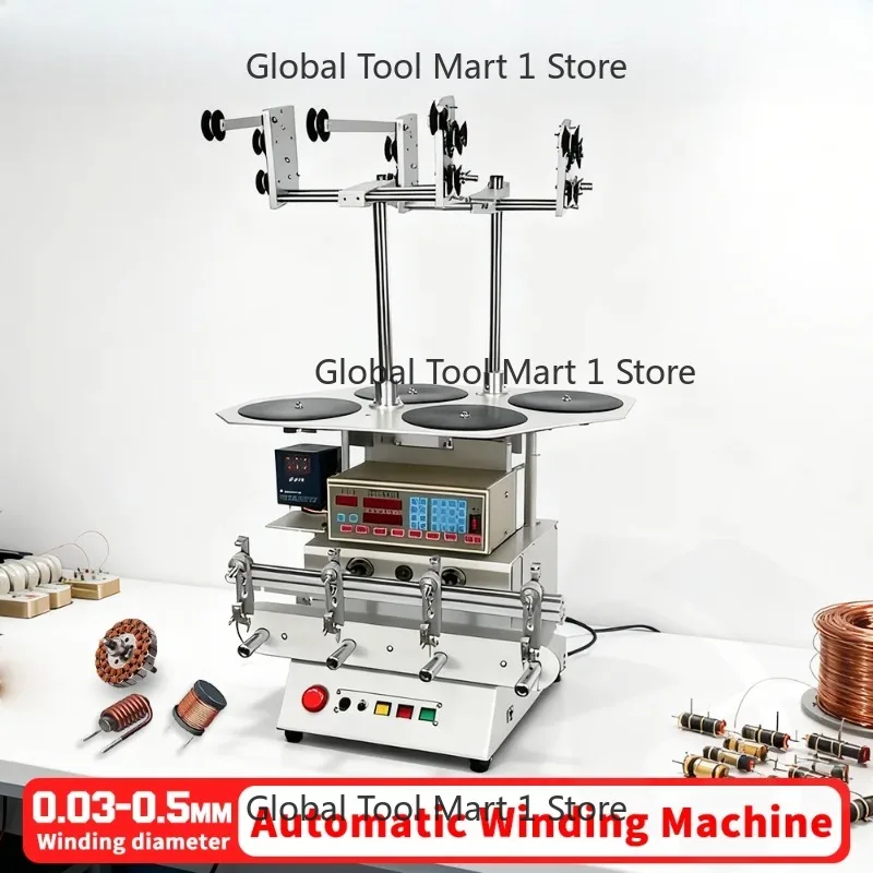 

220V 110V Automatic Coil Winder Wire Cables Winding Machine 0.03-0.5mm Wire 4 /6 Axis Width 110mm Screw Diameter 80mm