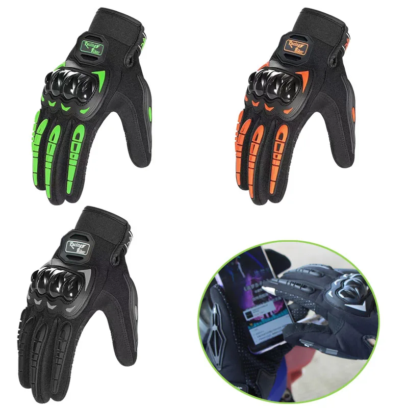 Motorcycle Gloves Summer Waterproof TouchScreen Full Finger Gloves Protective Anti-fallGuantes Moto Non-slip Riding Gloves