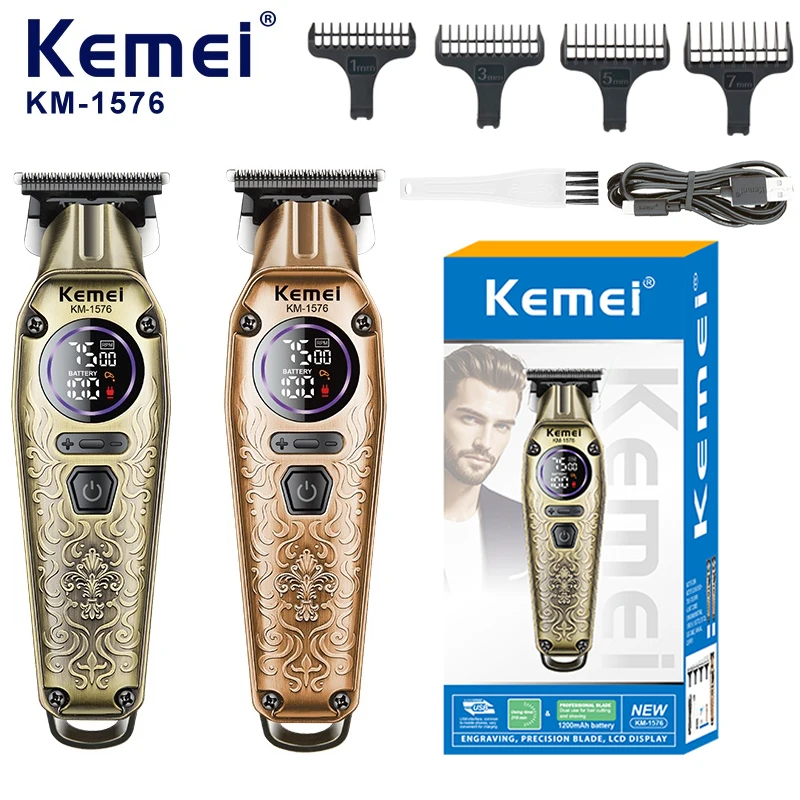 KEMEI km-1576 Hair Trimmer Professional Clipper Beard Shaver Barbershop Grooming Metal Beard Hair Trimmer