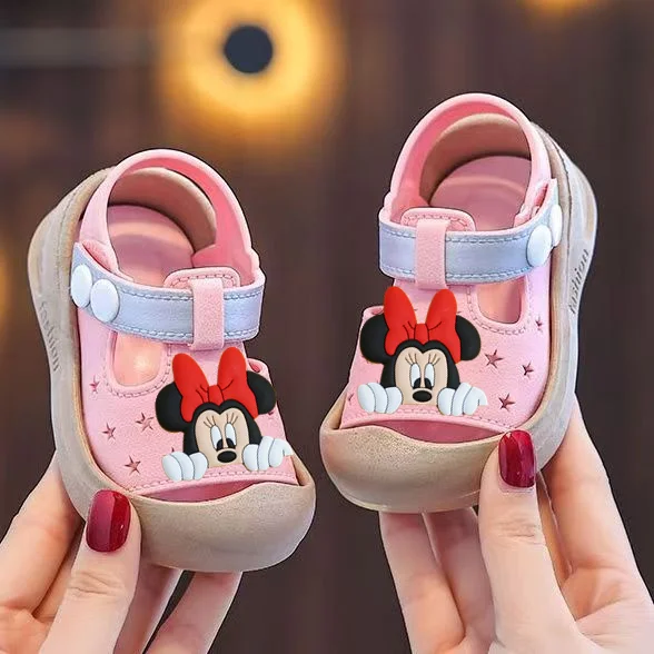 

Disney Anti-Kick Soft Bottom Infants Sandals mickey mouse Baby 0-3 Toddler Sandals Minnie Mouse Boys Sandals Children slippers