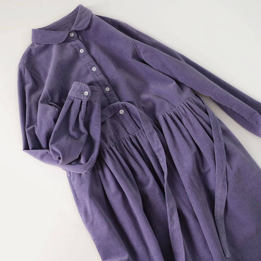 

Corduroy shirt, striped medium length dress