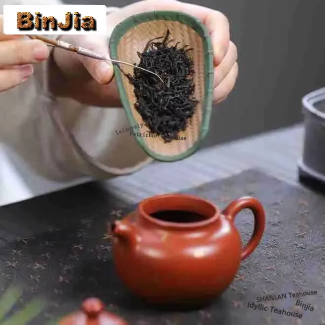 Handmade Bamboo Dustpan Zisha Tea Scoop Yixing Purple Clay Chahe Shovel Household Awakening Tea Ladle for Tea Accessories Gift