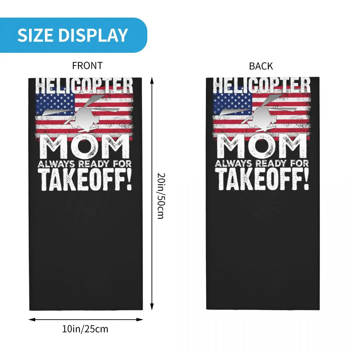 USA Flag Helicopter Mom Always Ready For Takeoff Bandana Neck Cover Mask Scarf Multifunction FaceMask Riding Adult Washable