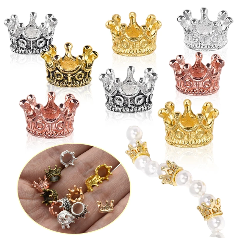 20 stücke Schmuck Produktion Spacer Mini Krone Perlen Retro Legierung Armband Dekorative Zubehör DIY Halskette Ohrring Requisiten TMZ