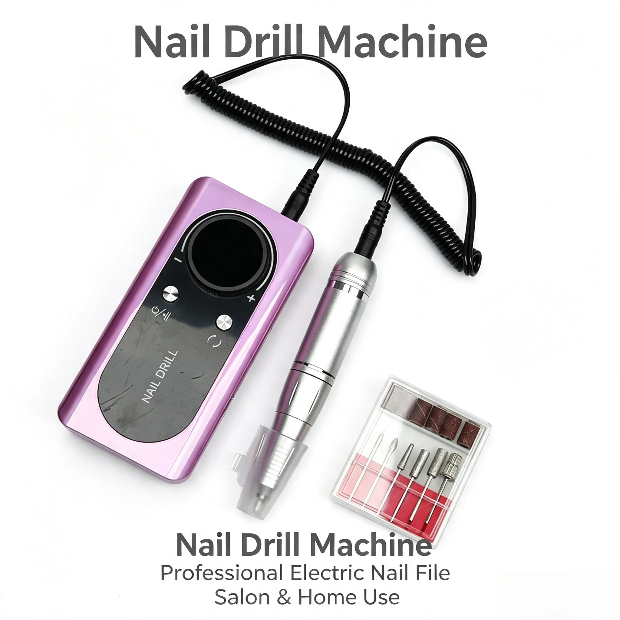 Portable Professional Electric Nail Drill File Machine Kit for Acrylic Gel Dip Powder Nails Manicure Pedicure Home Salon Tools