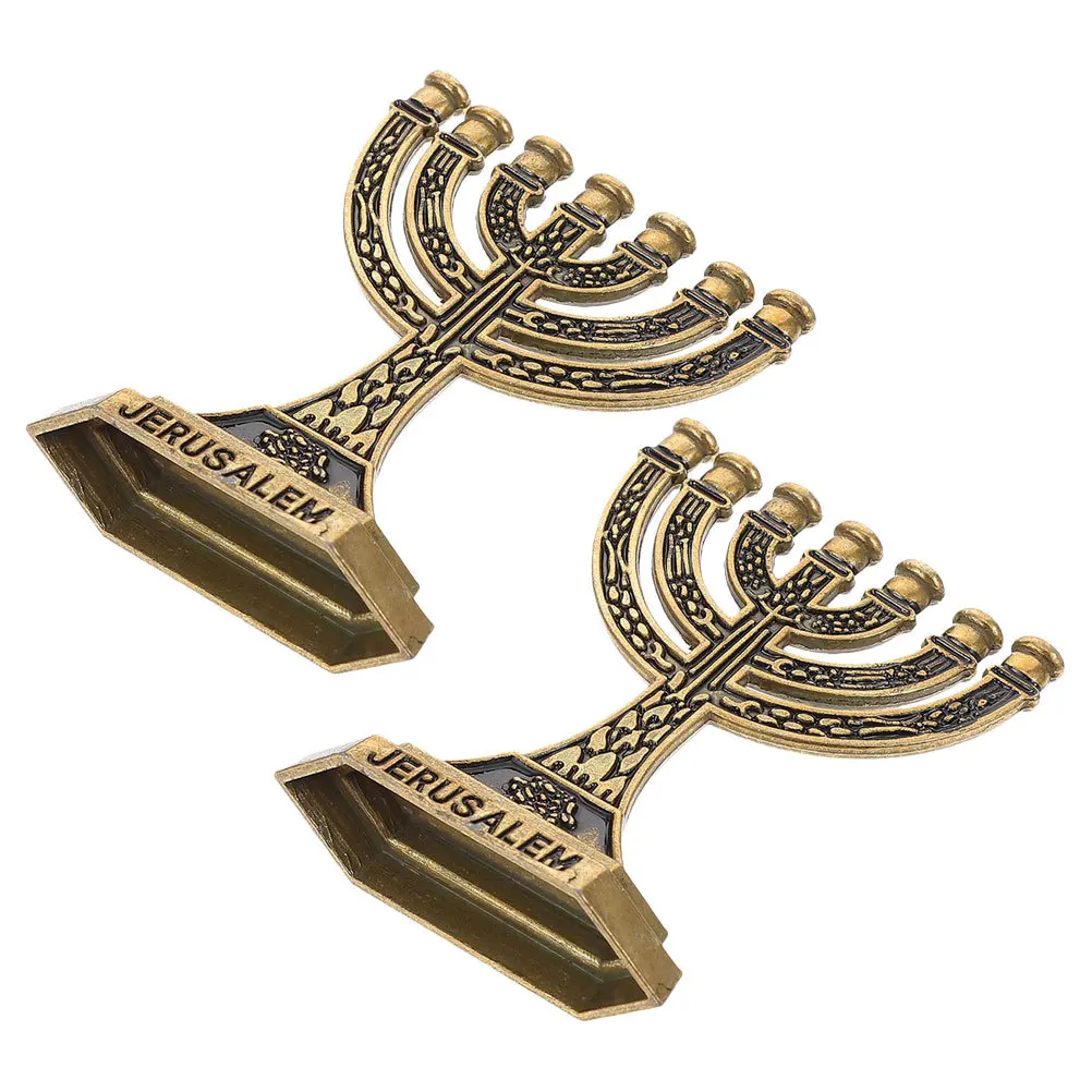 

2pcs 7-Branch Menorah Holder Alloy Vintage Candelabrum For Desktop Tabletop Home Church Wedding Party Religious Jewish