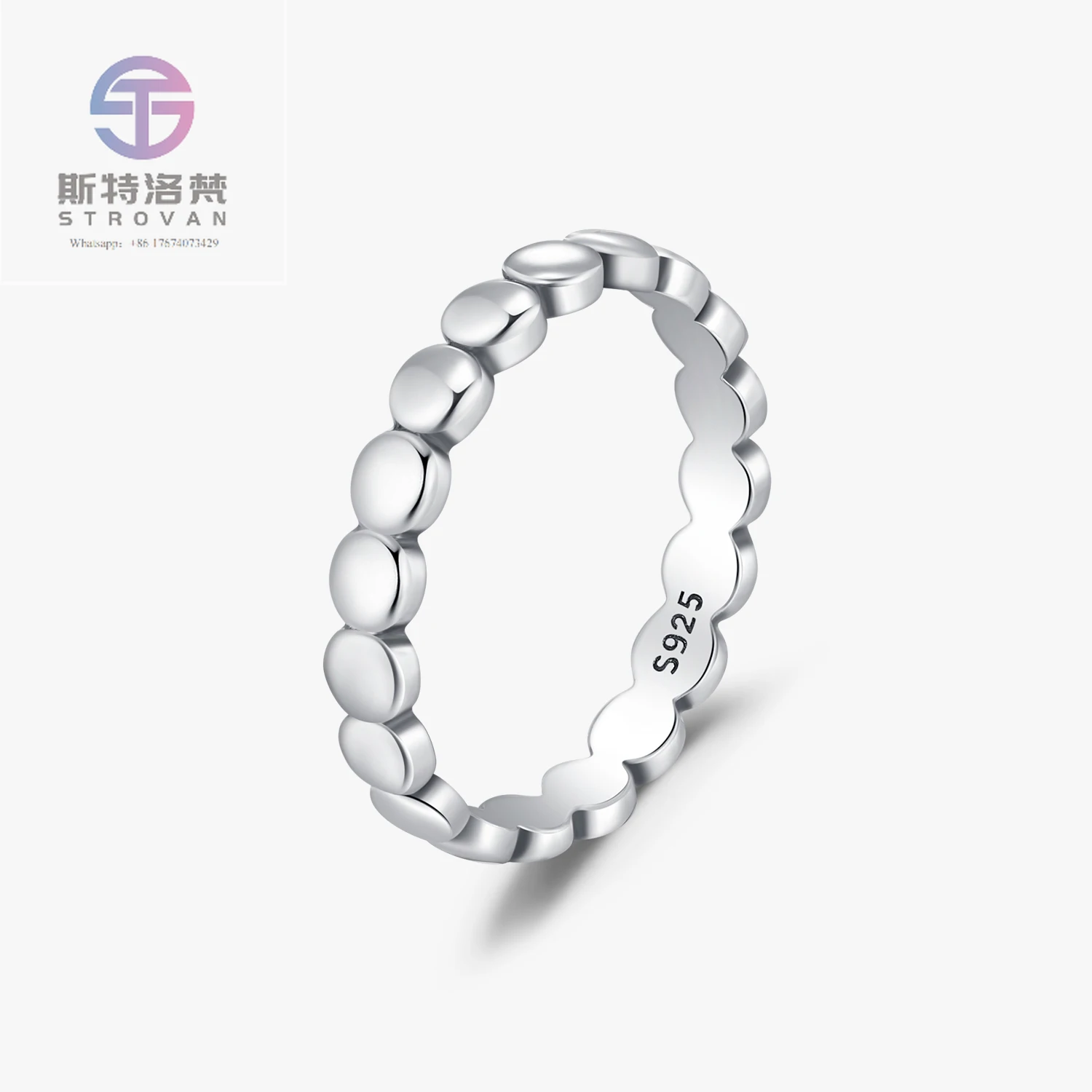 

Real 925 Sterling Silver Vintage Simple Beads Stacking Eternity Bands Rings for Women Fine Jewelry Accessories