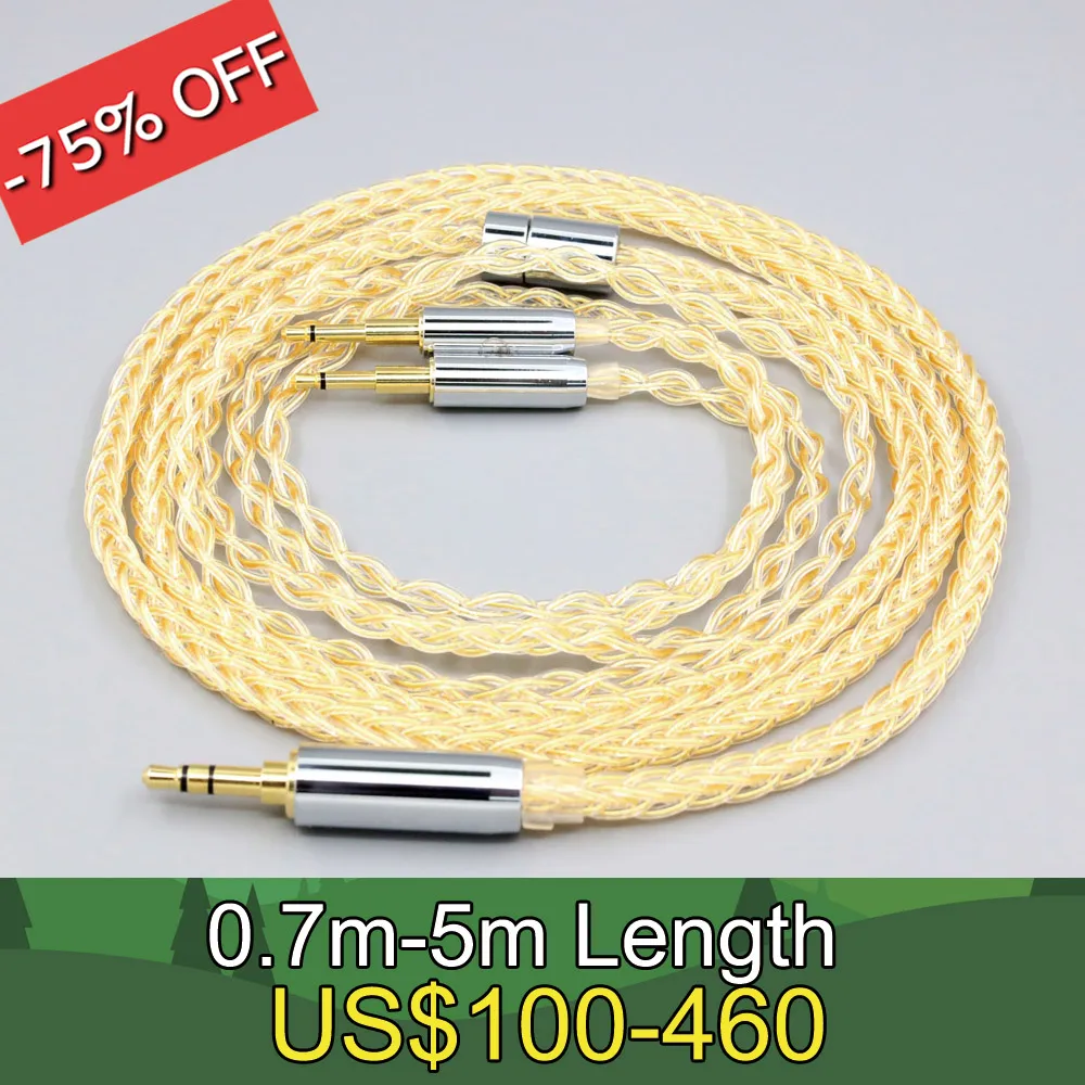 

8 Core 99% 7n Pure Silver 24k Gold Plated Earphone Cable For Nighthawk Monoprice M650 Monolith M1060 M1060C M565 LN008427