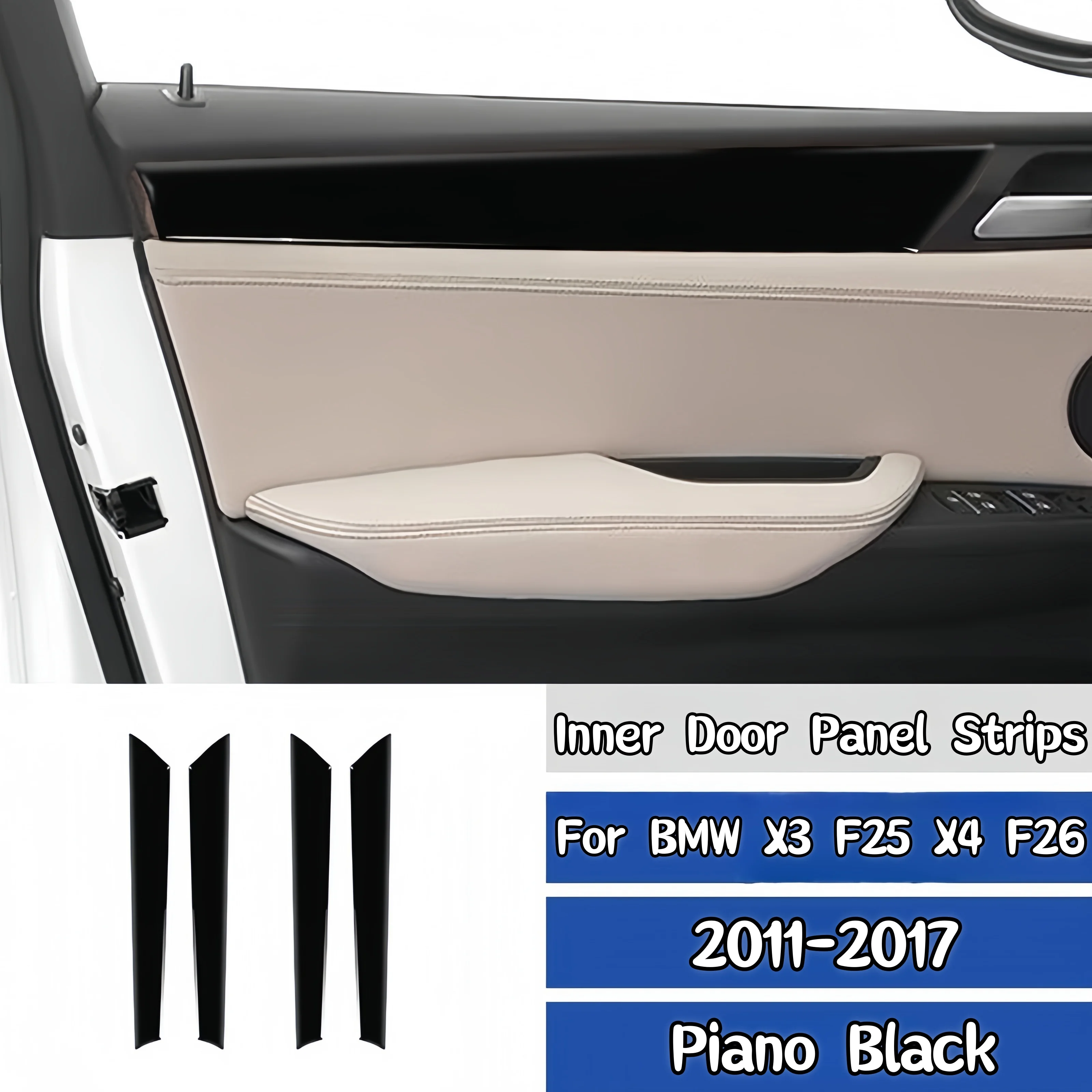 

Для BMW X3 F25 X4 F26 2011-2017: Декоративные накладки на внутренние дверные панели (цвет черный глянец), аксессуары для интерьера автомобиля