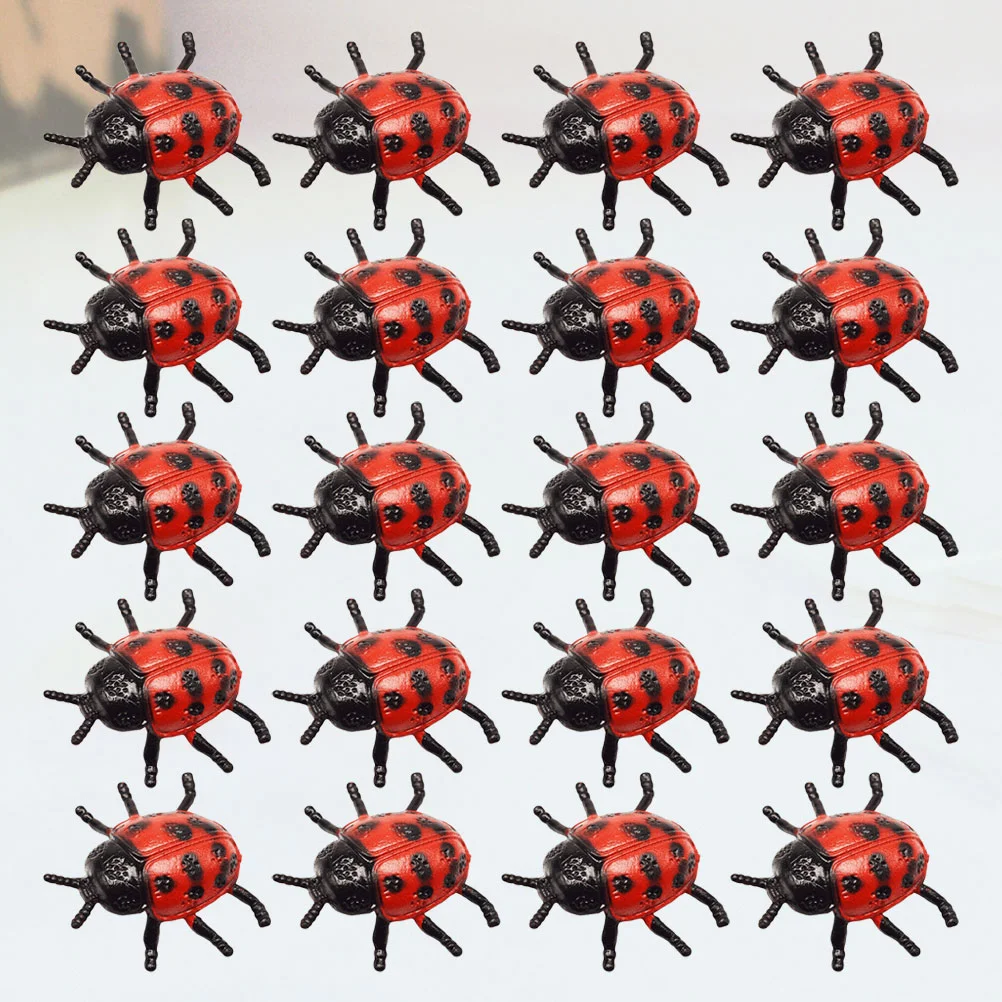 

25pcs PVC Simulation Ladybug Model Toy Bright Color Scary Prank Insect Decoration Halloween Toy Realistic