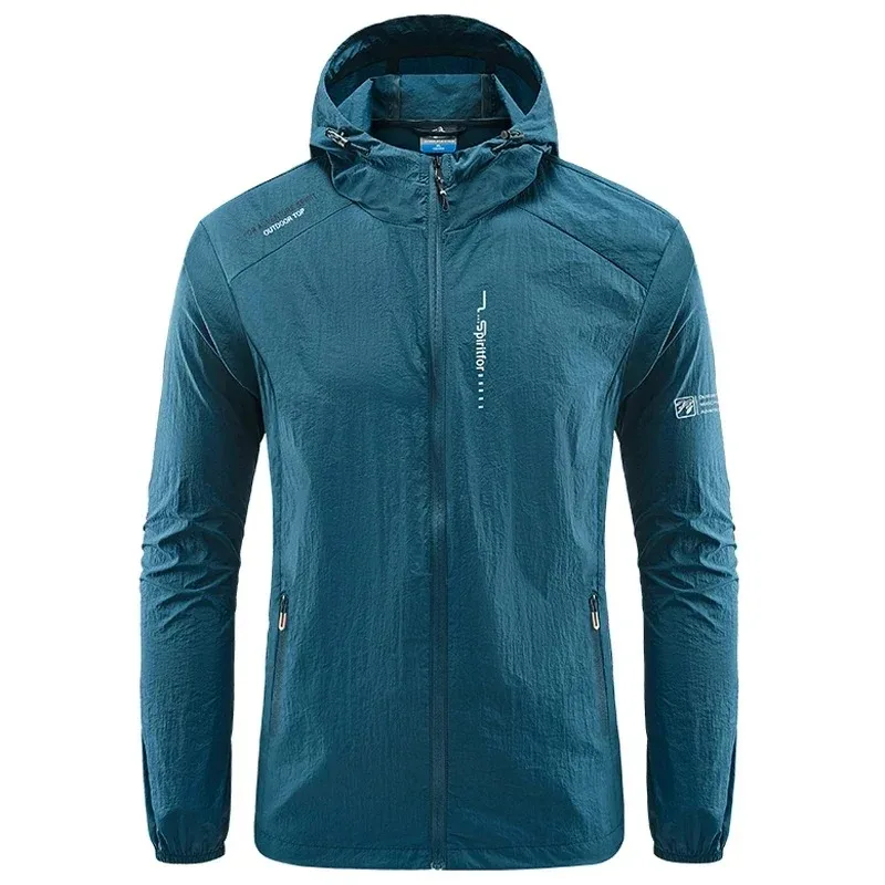 Men\'s Summer Quick-Drying Sunscreen Light Jacket Outdoor Sports Fishing Hooded Skin Clothing Lightweight Cycling Clothing