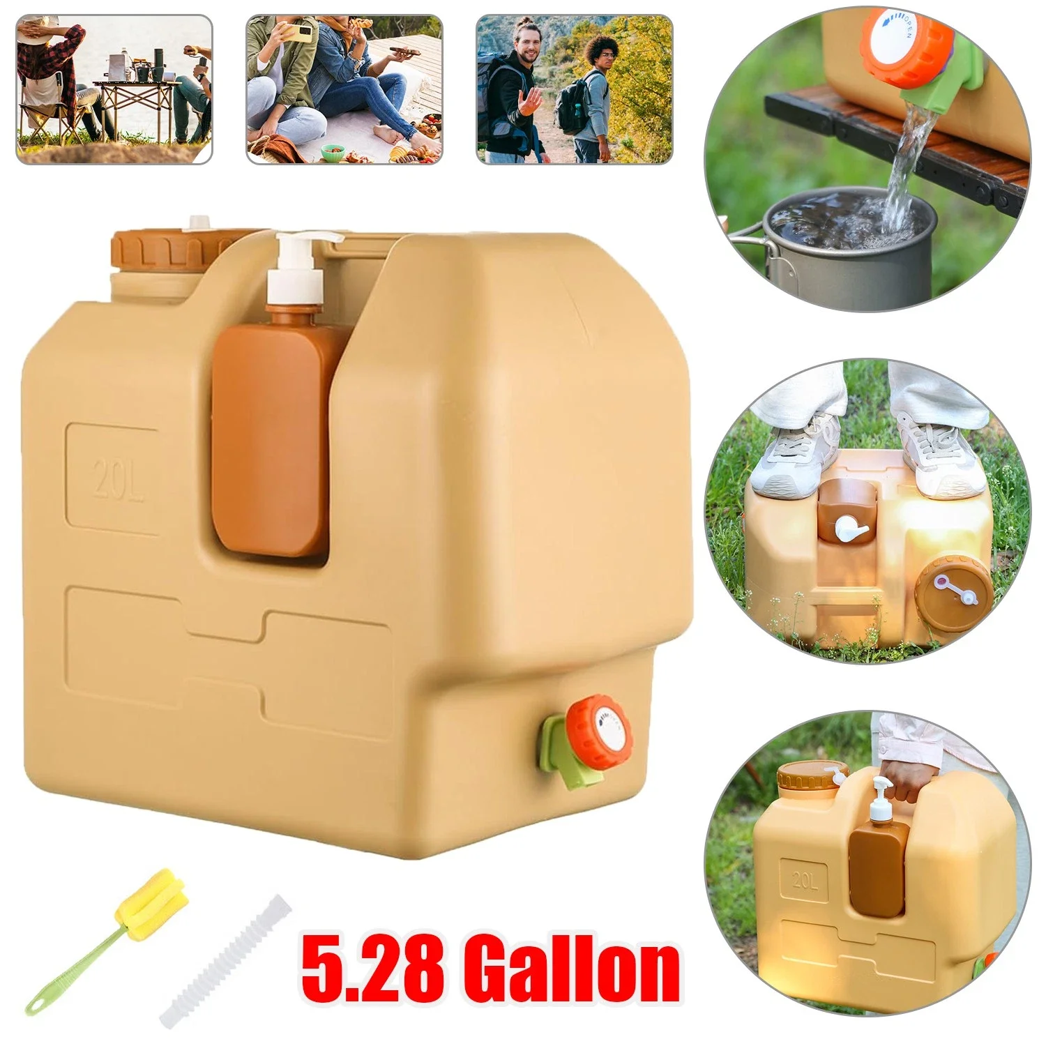 

20-литровый аварийный контейнер для воды, портативная сумка для воды большой емкости с краном, емкость для хранения воды для пикников и походов на природе