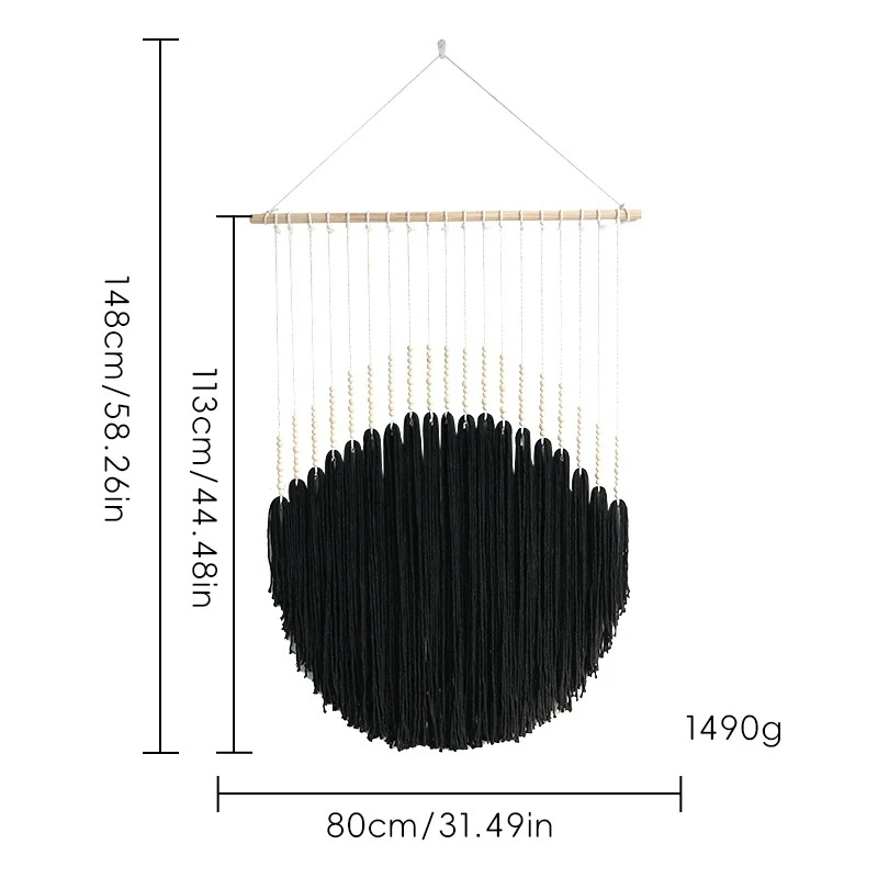 Semicircle Macrame Wall Hanging Colorful Hand Woven Nordic Style For Home Decor Bedroom Living Room Background Decoration view 6