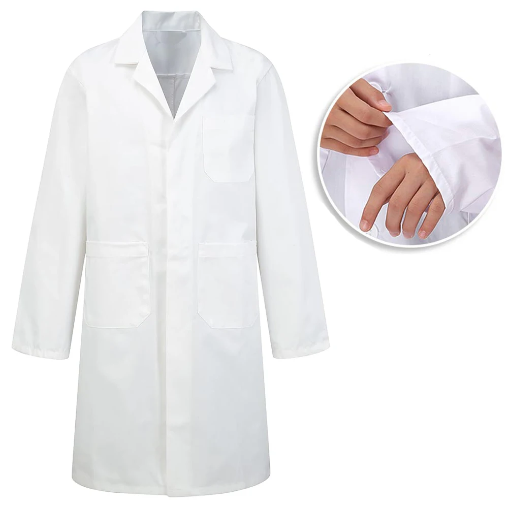 Bata Laboratorio Mujer Hombre Bata Blanca Laboratorio Algodón Bata Enfermera Mujer Bata Medico Manga Larga Doctora Disfr