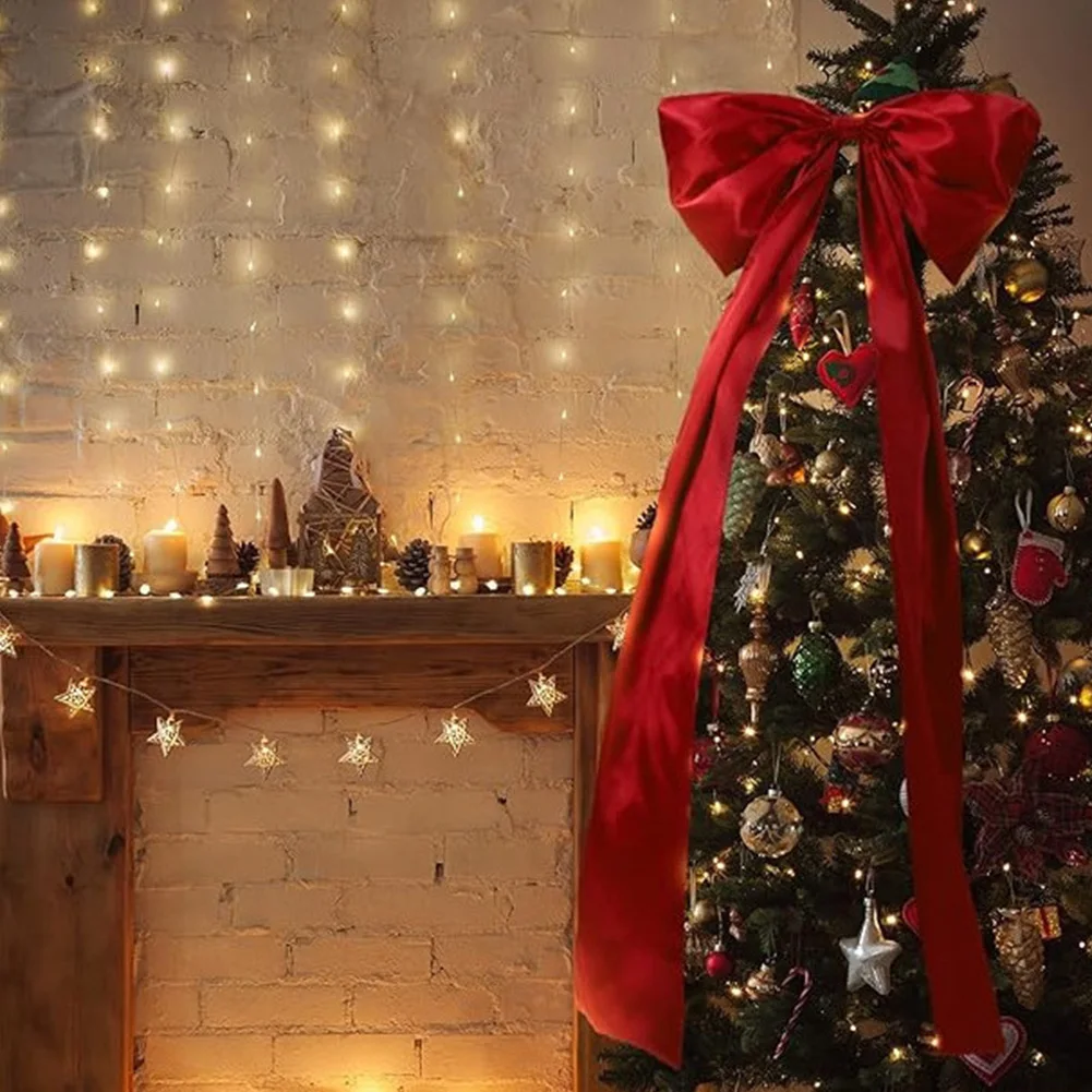 Weihnachtsbaumspitze, dekorativ, große Schleife, riesige Satinband-Schleifen, hängende Schleife für Geburtstagsfeier, Hochzeit, Weihnachtsdekoration