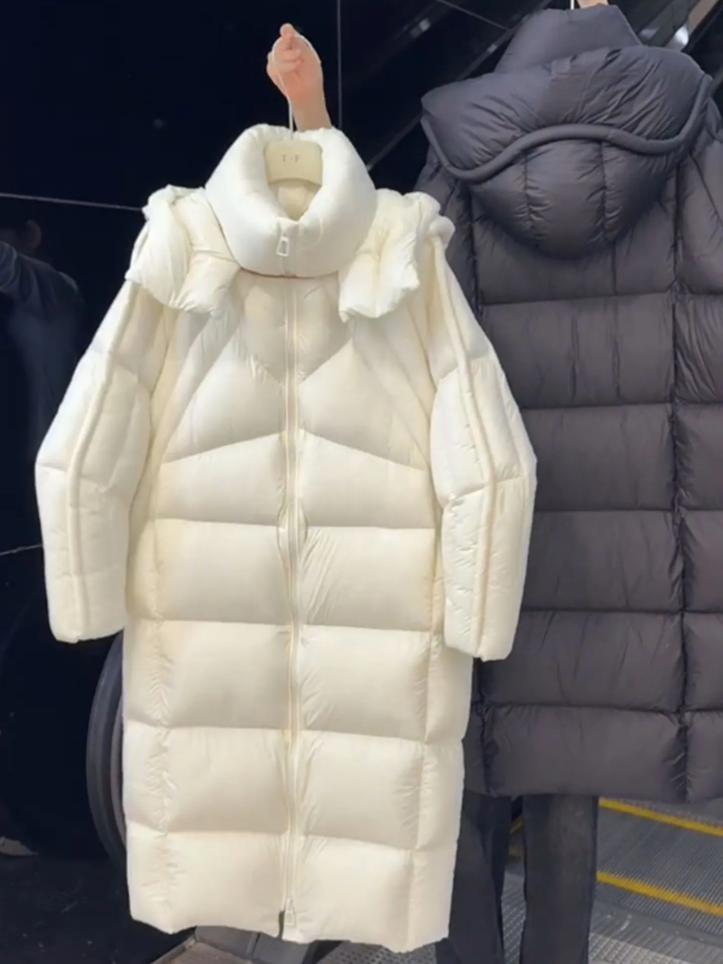 เสื้อคลุมขนเป็ดแบบมีฮู้ดสำหรับผู้หญิง แฟชั่นเกาหลี ทรงหลวม สไตล์เกาหลี ผ้าโพลีเอสเตอร์