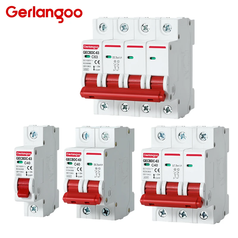 1P 2P 3P 4P DC 1000V MCB Solar Mini Circuit Breaker Overload Protection Switch 6A 10A 16A 20A 25 32A 40A 50A 63A Photovoltaic PV