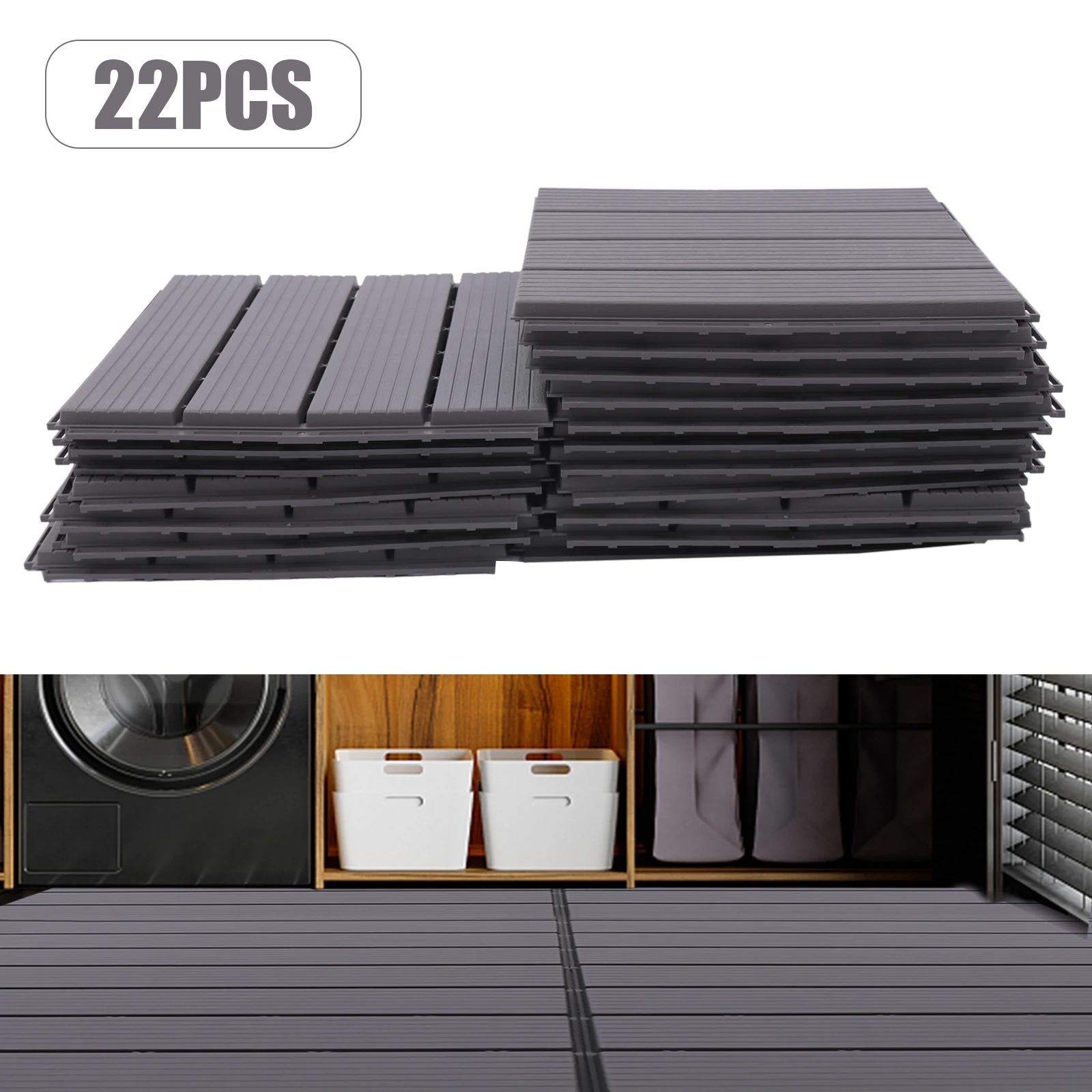 22 Pcs DIY Plastic Composite Patio Deck Tiles Interlocking Splicing Floor Mat for Indoor & Outdoor 30*30cm