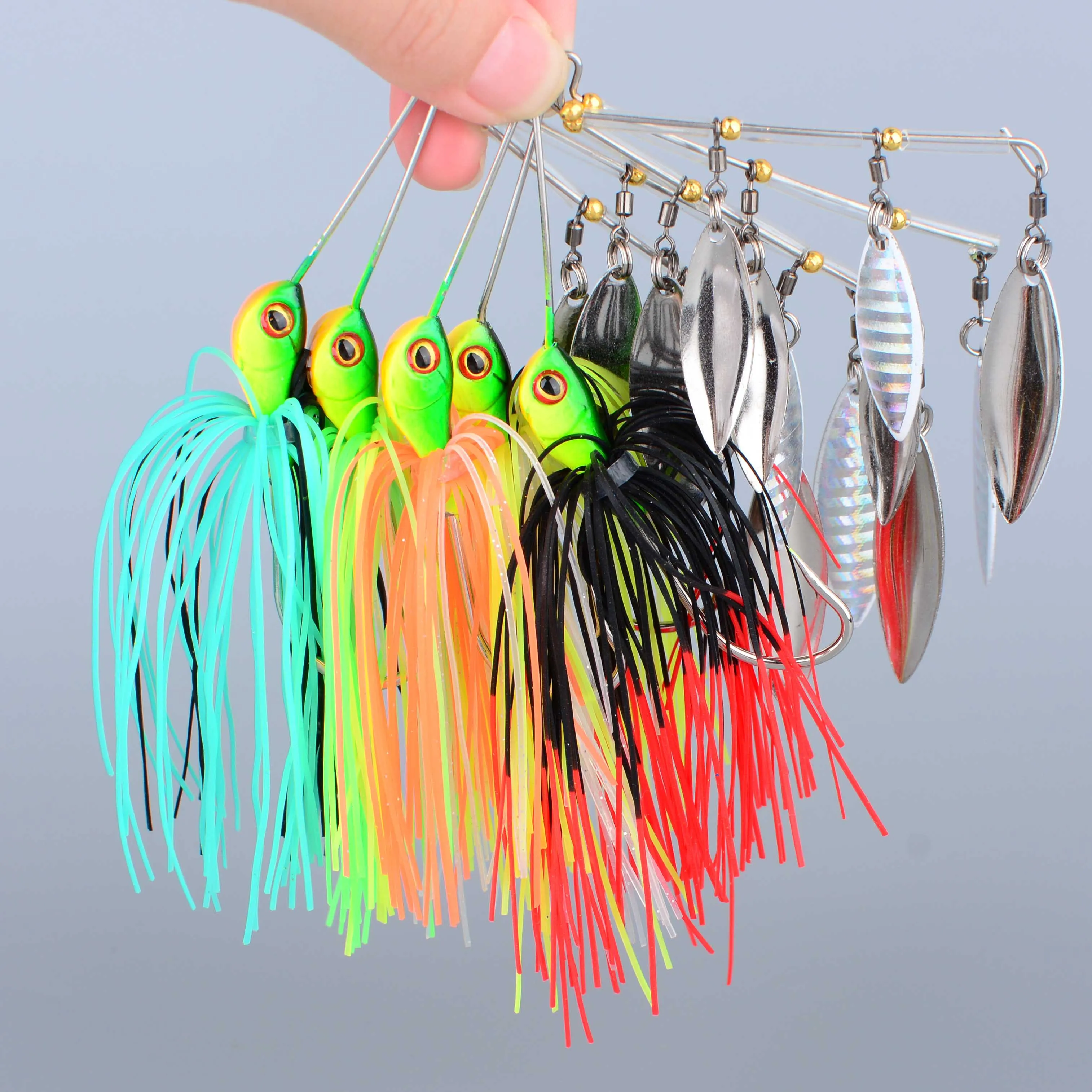 5 قطعة الصيد Buzzbait السحر سبينيربايت تهزهز ملعقة معدنية القفز رئيس سبينر الطعم سويم ل باس شفرة سبينر الطعم