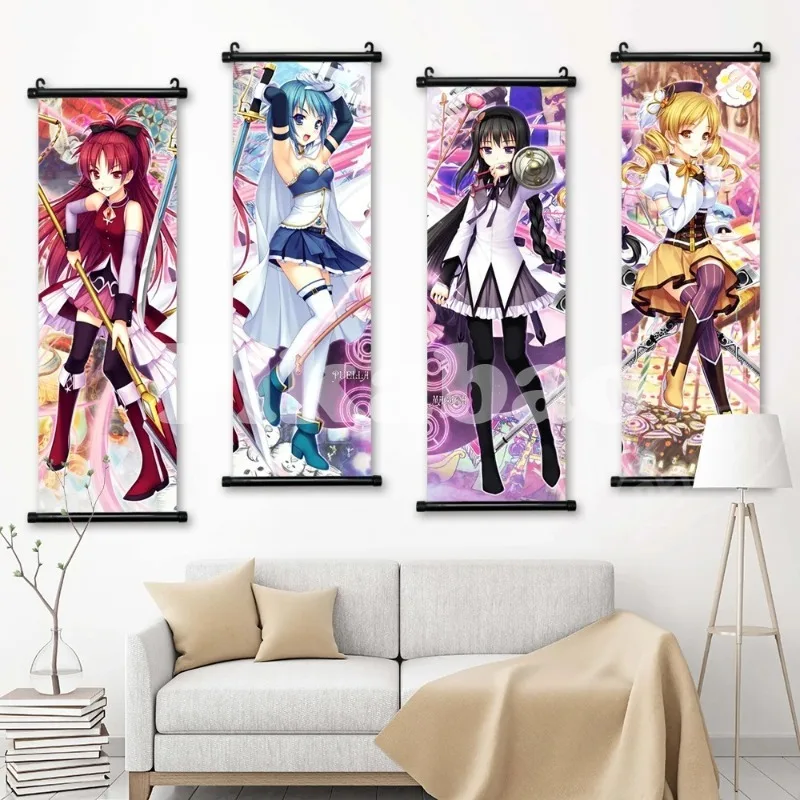 جدار الفن Puella Magi Madoka Magica صور أنيمي المشارك التمرير Akemi Homura معلقة تومو مامي اللوحة قماش طباعة ديكور المنزل