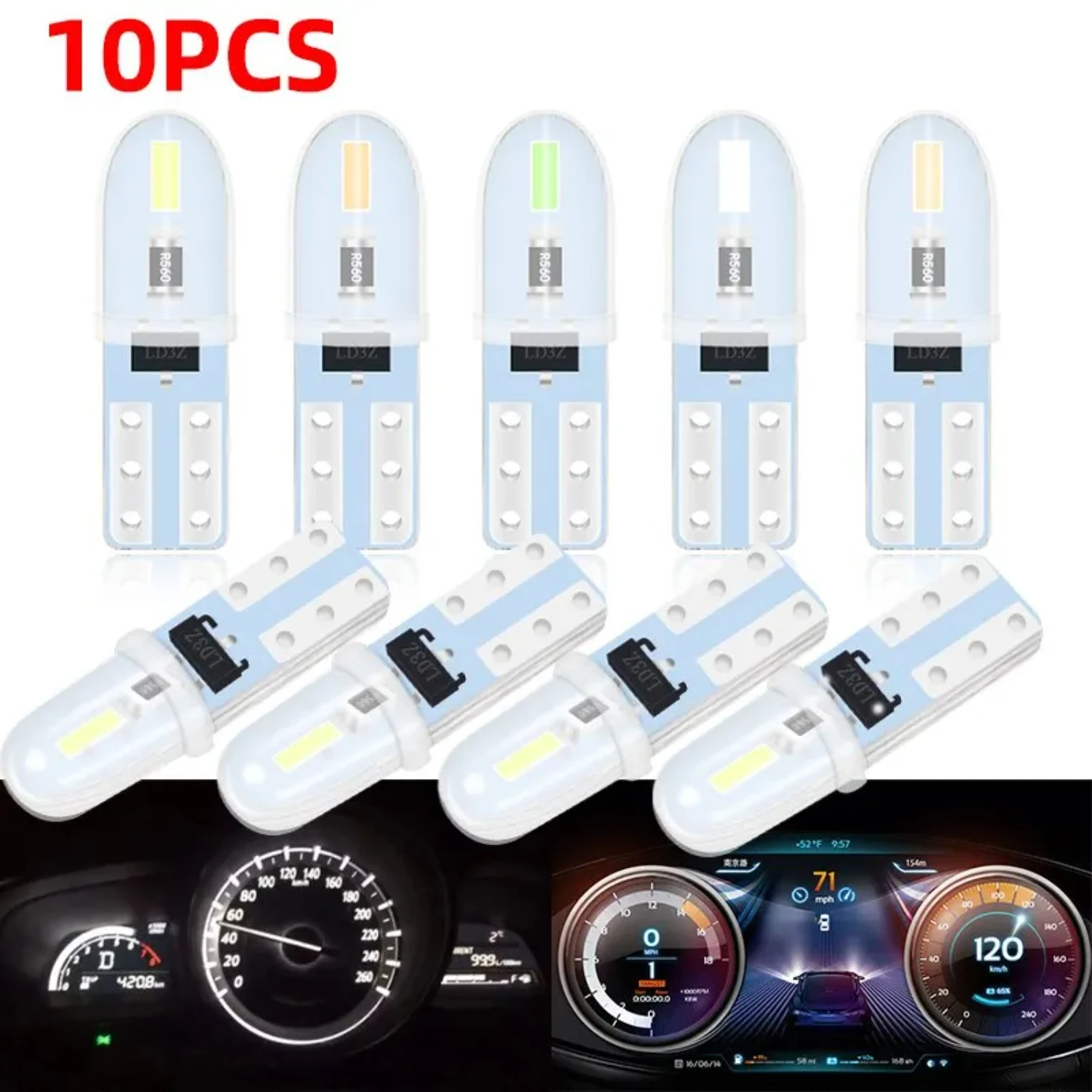 

Ultra Bright White 10X T5 3014 2SMD Polarity Car Dashboard Reading Instrument Panel Lamp Door License Plate Light