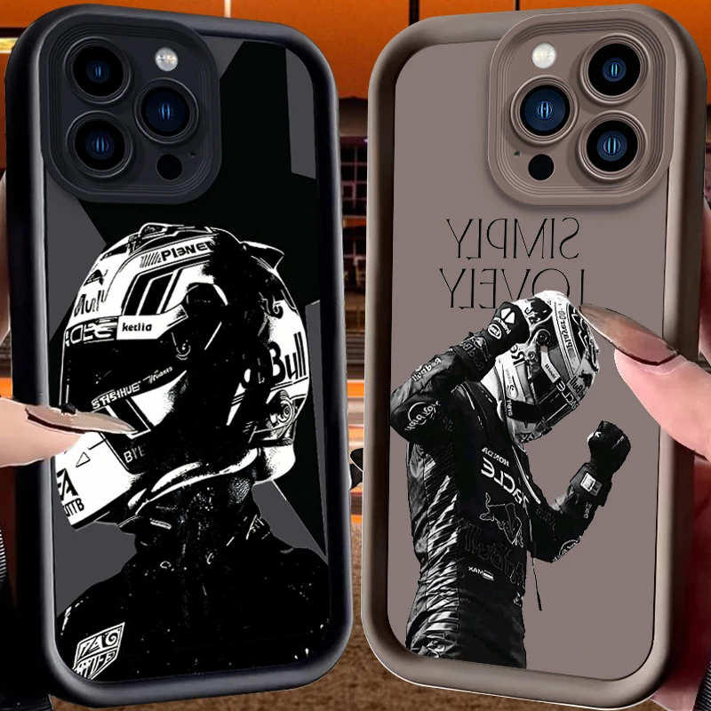 Rennfahrer Verstappen Schlichte Handyhülle für iPhone 17 Air 16 E 15 14 Plus 13 12 Mini 11 Pro Max Flüssigsilikon Rückseite