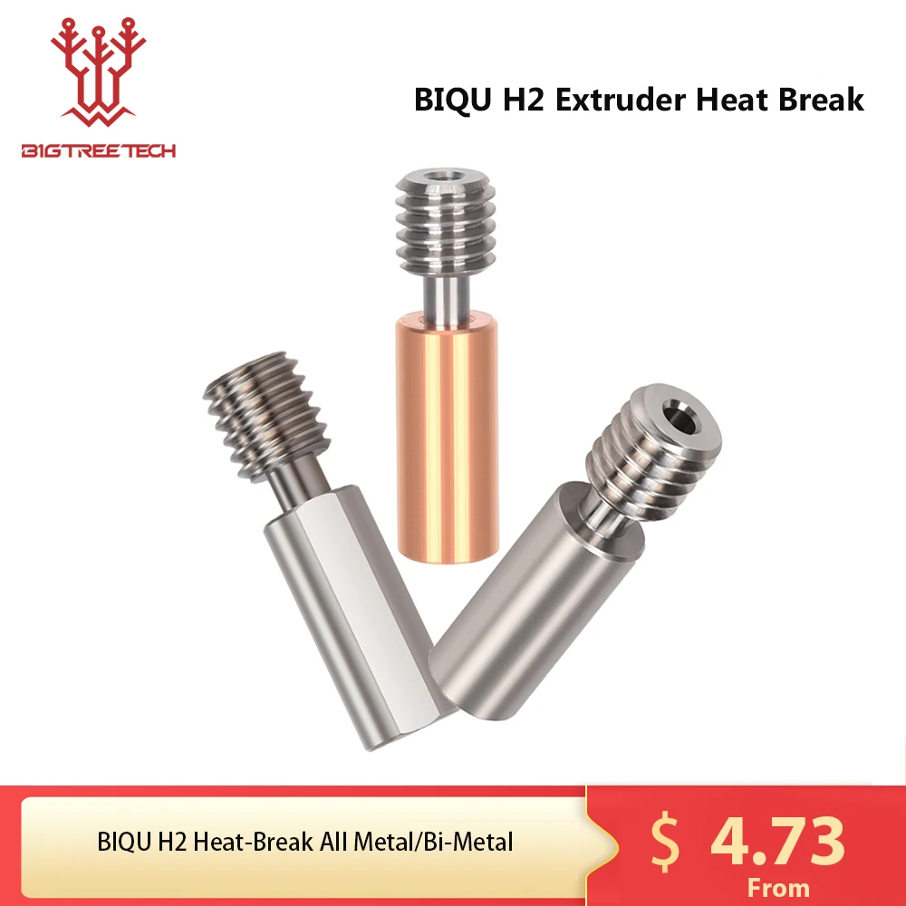 BIQU H2 Extruder Heat Break All Metal Titanium Alloy GRADE5 Heatbreak 3D Printer Parts For B1 Ender 3 V2.0 Upgrade Hotend Kits