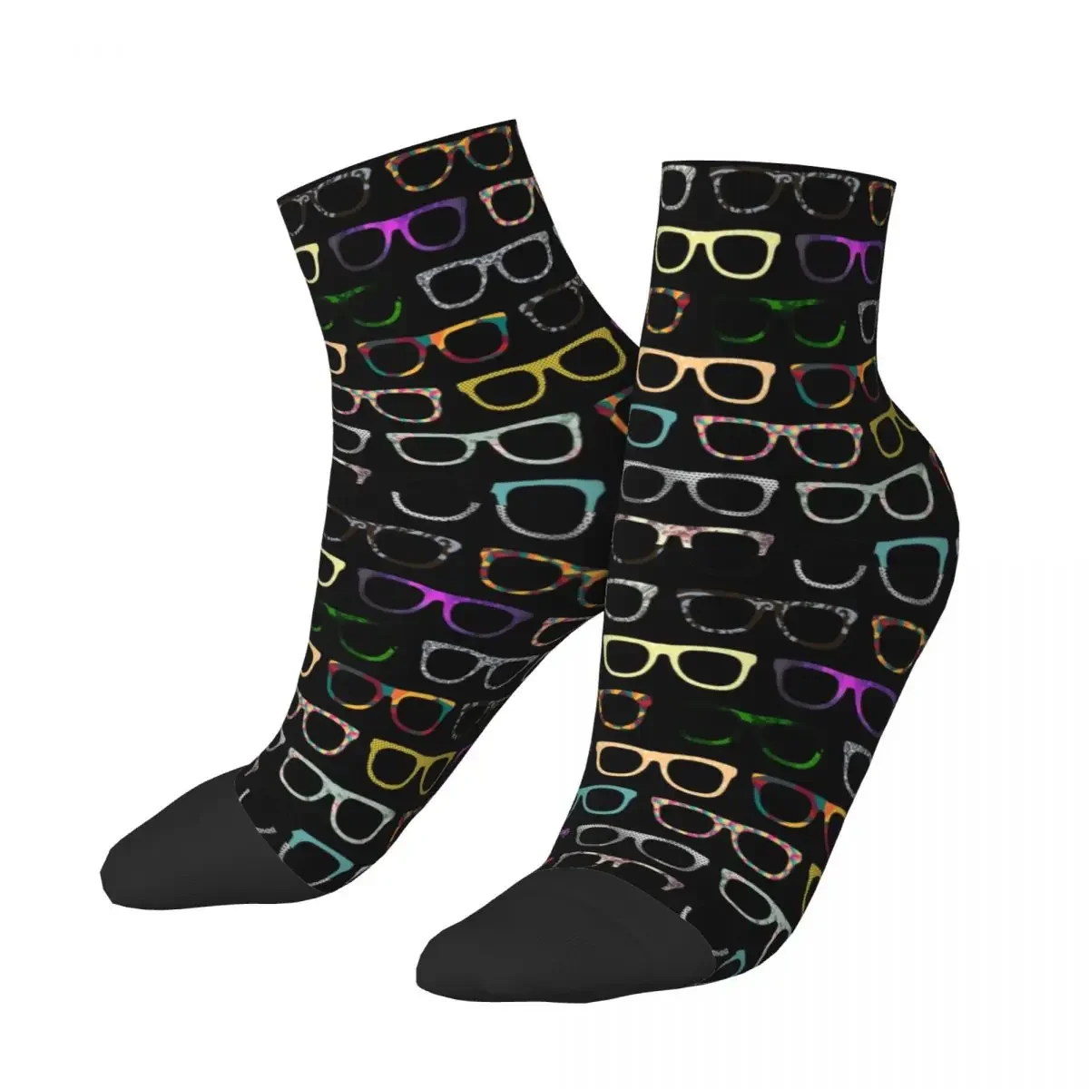 Fashion Printing Retro Glasses Hipster Socks for Men Women Stretch Summer Autumn Winter Optician Optometrist Crew 