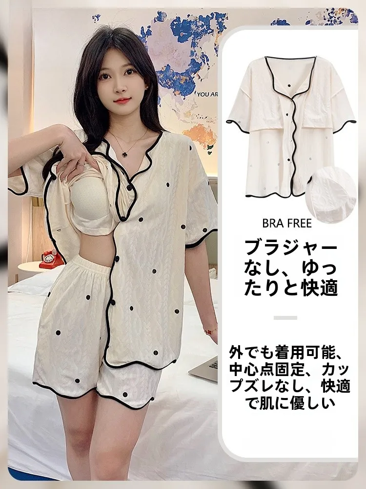 

Женская летняя одежда с хлопковой подкладкой ort Sve, повседневный комплект домашней одежды в горошек, удобная дышащая ночная рубашка