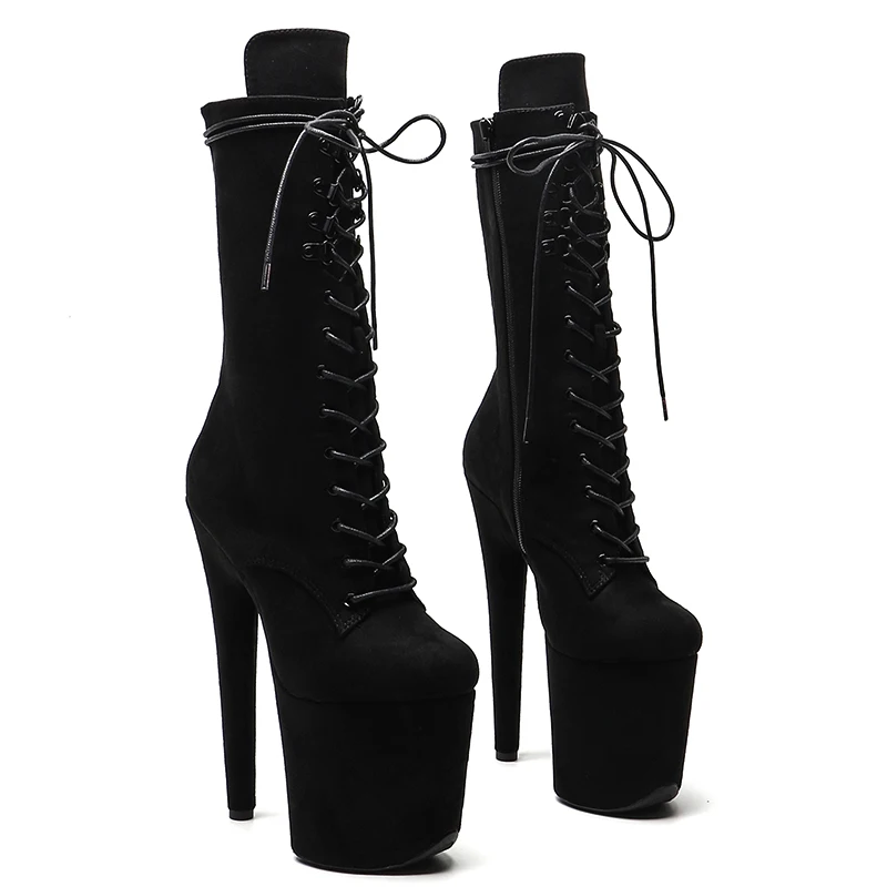 

Leecabe/20 см/8 дюймов замшевый верх модные ботинки среднего размера вечерние ботинки для стриптиза на высоком каблуке для танцев на пилоне