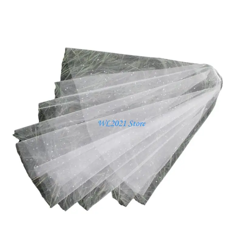 

G5GC Handmade White Fingertip Bridal Veils Droplet Lightweight Tulle Hairpiece For Wedding Party Cosplay