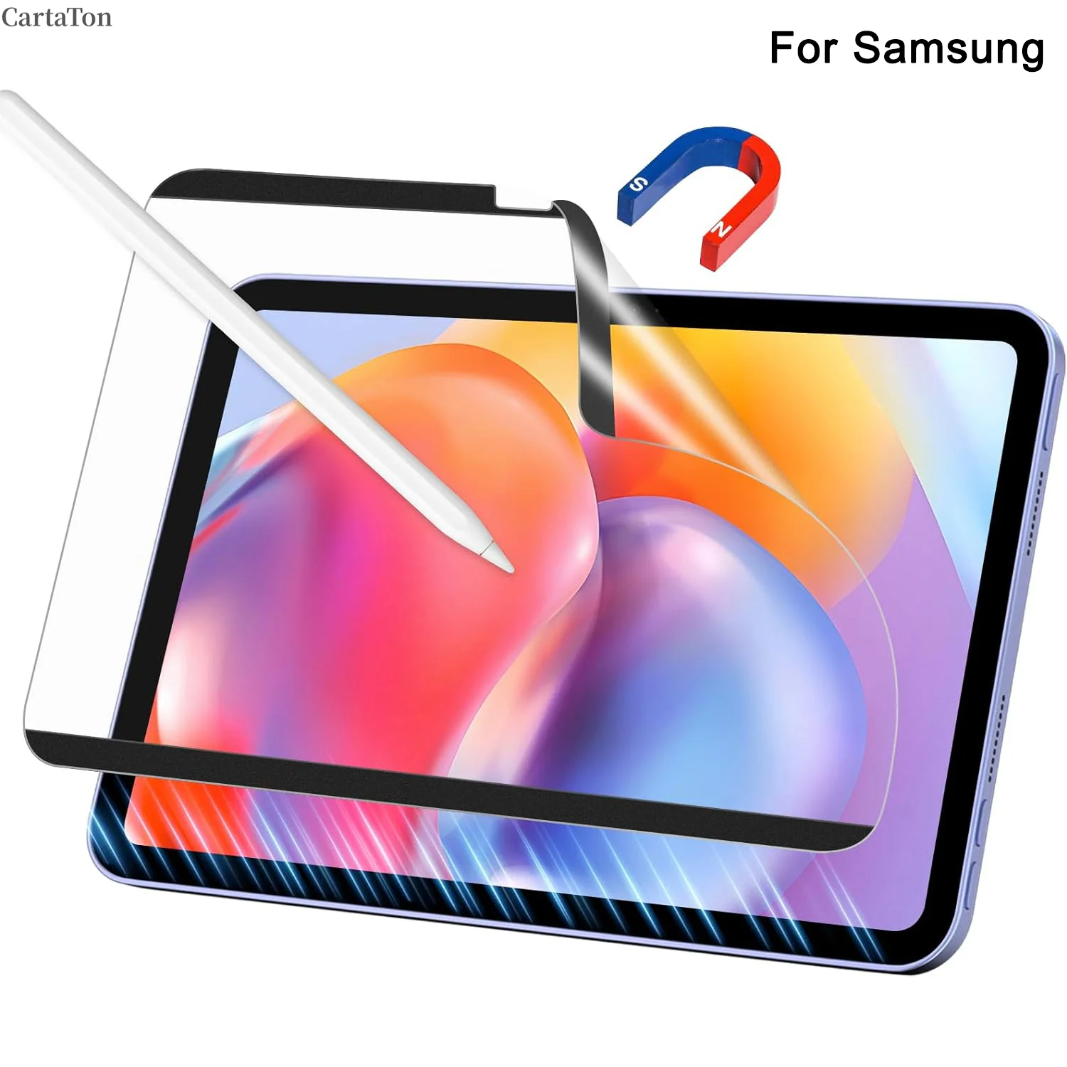 

Paper Feel Reusable Magnetic Screen Protector For Samsung Galaxy Tab A9 A8 S6 Lite S7 S8 S9 FE Plus Matte Frosted Writing Film
