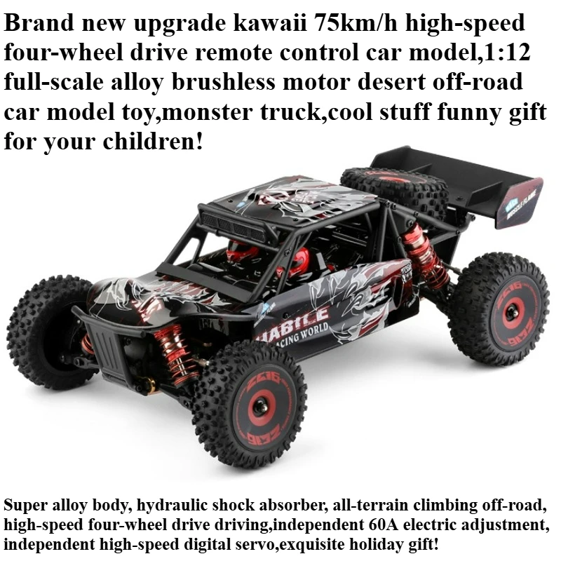 

Cool Stuff Funny Gift-75km/h High-speed 4WD Rc Truck,1:12 Full-scale Brushless Off-road Rc Cars,Remote Control Car,Toys for Kids