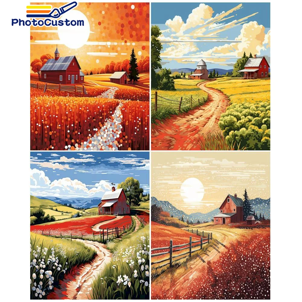 

PhotoCustom Painting By Numbers Landscape Wall Art Acrylic Picture Oil Painting By Numbers HandPainted Adults Kit For Home Decor