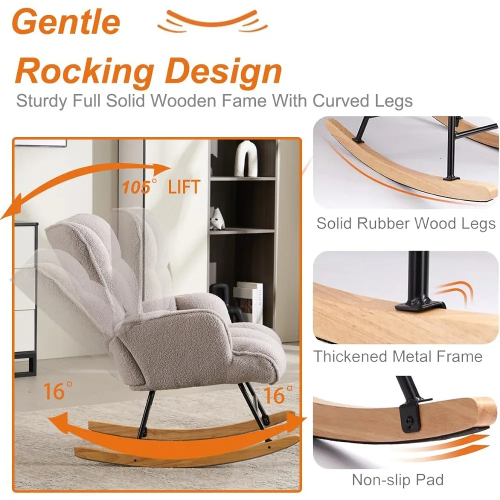 

A daycare glider rocking chair with Ottoman style and soft cushion (2 pieces/set)